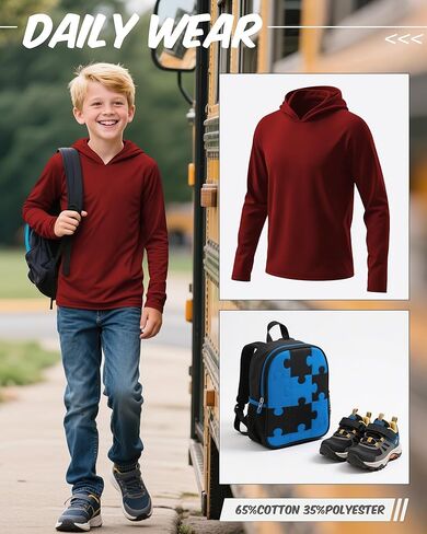 3 Pack Boys Long Sleeve Hoodies Kids Comfy Active Athletic Procleout Sweatshirts Disual Pullover قمصان (تتراوح أعمارهم بين 6 و 18 عامًا) in Kuwait