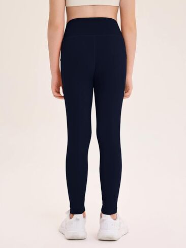 Haloumoning Girls Athletic Leggings Kids Workout High Pherceded Stepty Running Pants مع جيوب 5-14 سنوات in Saudi Arabia