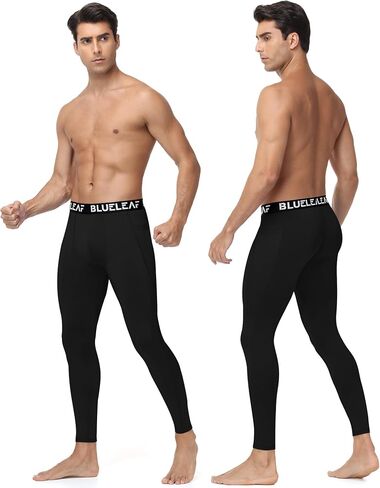 Blueleaf Men's Compression Pants Running Workout Leggings with Pockets Athletic Tights Base Layer for Basketball Sports in Kuwait