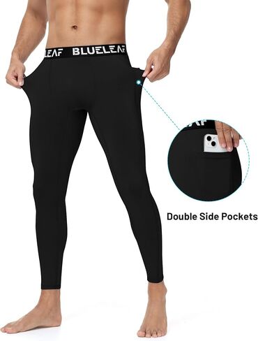 Blueleaf Men's Compression Pants Running Workout Leggings with Pockets Athletic Tights Base Layer for Basketball Sports in Kuwait