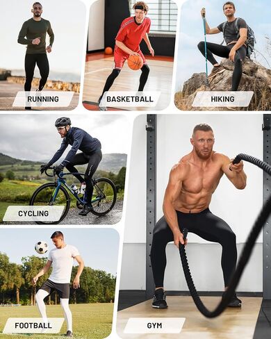 Blueleaf Men's Compression Pants Running Workout Leggings with Pockets Athletic Tights Base Layer for Basketball Sports in Kuwait