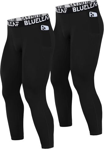 Blueleaf Men's Compression Pants Running Workout Leggings with Pockets Athletic Tights Base Layer for Basketball Sports in Kuwait