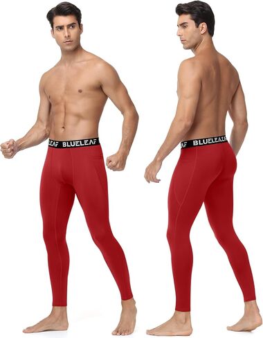 Blueleaf Men's Compression Pants Running Workout Leggings with Pockets Athletic Tights Base Layer for Basketball Sports in Kuwait