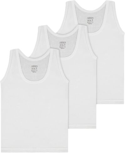 Boys' Cotton Tank Top Undershirt, 100% Cotton Jersey, 3-Pack, Made in Turkey in Saudi Arabia