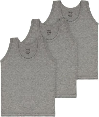 Boys' Cotton Tank Top Undershirt, 100% Cotton Jersey, 3-Pack, Made in Turkey in Saudi Arabia