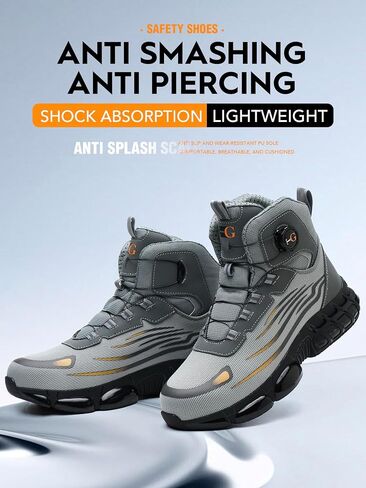 Men’s Safety Shoes -Anti-Smashing Steel Toe, Anti-Piercing Midsole, TPU Non-Slip Outsole, Fashionable Reflective Strip Design, Comfortable & Soft Work Boots in Saudi Arabia