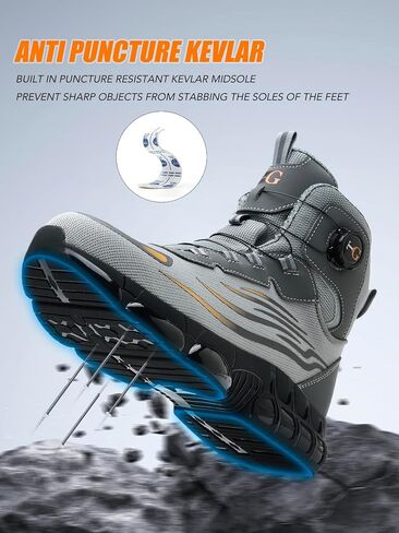Men’s Safety Shoes -Anti-Smashing Steel Toe, Anti-Piercing Midsole, TPU Non-Slip Outsole, Fashionable Reflective Strip Design, Comfortable & Soft Work Boots in Saudi Arabia