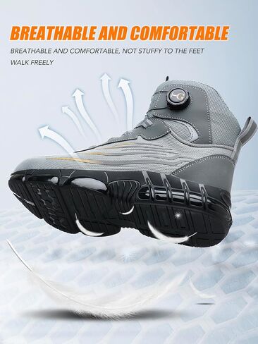 Men’s Safety Shoes -Anti-Smashing Steel Toe, Anti-Piercing Midsole, TPU Non-Slip Outsole, Fashionable Reflective Strip Design, Comfortable & Soft Work Boots in Saudi Arabia