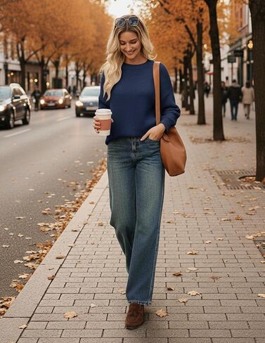 GRACE KARIN Fall Oversized Sweaters for Women, Crewneck Knit Pullover, 2025 Fashion Outfits Trendy in Kuwait