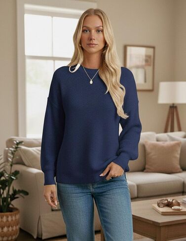 GRACE KARIN Fall Oversized Sweaters for Women, Crewneck Knit Pullover, 2025 Fashion Outfits Trendy in Kuwait