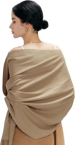 Pashmina Shawl Wrap Soft Cashmere Feel Blanket Scarf for Women, Wedding & Evening Wrap, Winter Warm Fashion Scarves in Kuwait