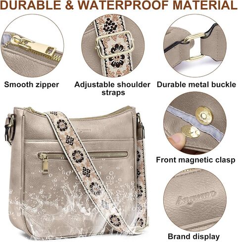 Crossbody Bags for Women Hobo Purses: Vegan Leather Cross Body Bag with Adjustable Guitar Wide Strap Trendy Shoulder Handbags in Kuwait