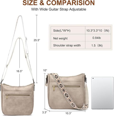 Crossbody Bags for Women Hobo Purses: Vegan Leather Cross Body Bag with Adjustable Guitar Wide Strap Trendy Shoulder Handbags in Kuwait