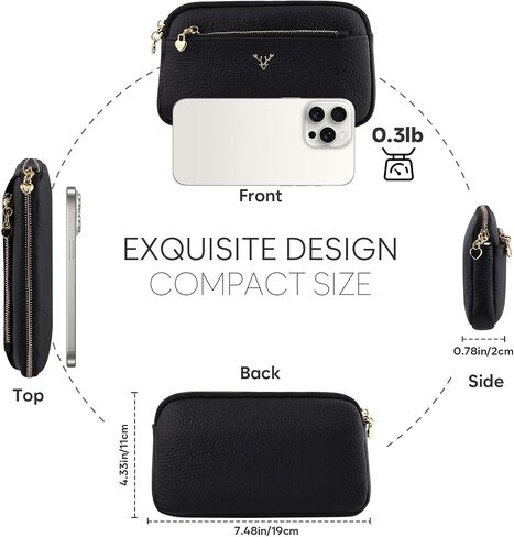 Genuine Leather Wristlet Wallets for Women Clutch Purse with Detachable Strap Slim Phone Wallet for Travel Wedding in Kuwait