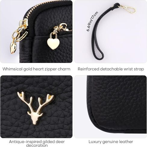 Genuine Leather Wristlet Wallets for Women Clutch Purse with Detachable Strap Slim Phone Wallet for Travel Wedding in Kuwait
