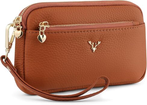 Genuine Leather Wristlet Wallets for Women Clutch Purse with Detachable Strap Slim Phone Wallet for Travel Wedding in Kuwait