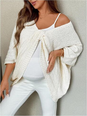 Shenhe Women's Maternity Sweater Twist Front Knit Shawl Wrap Bat Wing Sweater Cape Pullover in Saudi Arabia