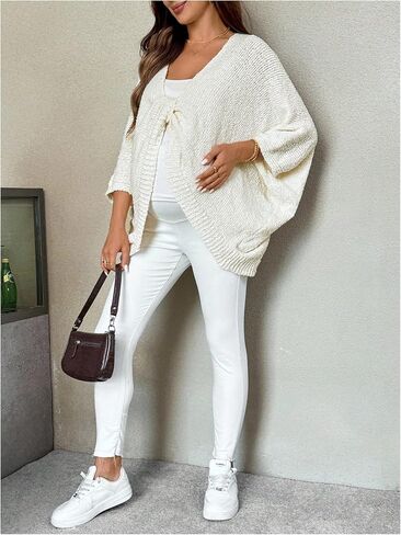 Shenhe Women's Maternity Sweater Twist Front Knit Shawl Wrap Bat Wing Sweater Cape Pullover in Saudi Arabia