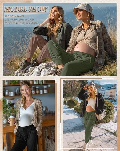 3 Pack Women's Lounge Maternity Pants, Casual Joggers Underbelly Pregnancy Sweatpants with Drawstring and Pockets in Saudi Arabia