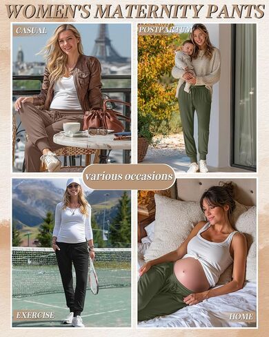 3 Pack Women's Lounge Maternity Pants, Casual Joggers Underbelly Pregnancy Sweatpants with Drawstring and Pockets in Saudi Arabia