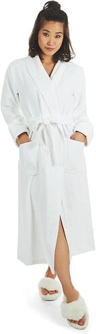 MeMoi Women's 100% Cotton Zero Twist Woven Loop Terry Robe in Saudi Arabia