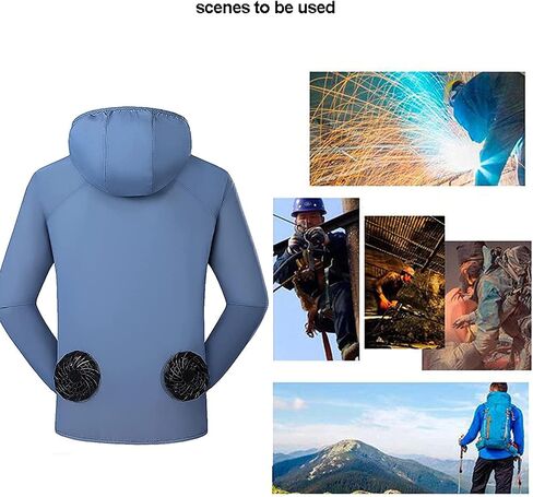 Air-Conditioning Clothing, Sun Protection Clothing, Outdoor Recreational Sports Fishing Overalls, Comfortable Breathable, for Driver Postmen,Blue,XXL in Saudi Arabia