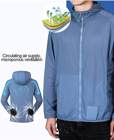 Air-Conditioning Clothing, Sun Protection Clothing, Outdoor Recreational Sports Fishing Overalls, Comfortable Breathable, for Driver Postmen,Blue,XXL in Saudi Arabia
