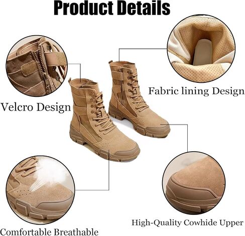 Women'S canvas High-Top Desert Combat Boots Lightweight Platform Lug Sole Slip-Resistant Durable Comfortable Tactical Work Motorcycle Boots in Kuwait