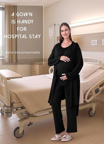 RNXRBB Pajamas Pajamas مجموعة للنساء الرضاعة الطبيعية بعد الولادة Pajama الأمومة PJ للمستشفى 3 PCS in Kuwait