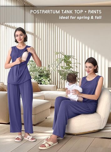 RNXRBB Pajamas Pajamas مجموعة للنساء الرضاعة الطبيعية بعد الولادة Pajama الأمومة PJ للمستشفى 3 PCS in Kuwait