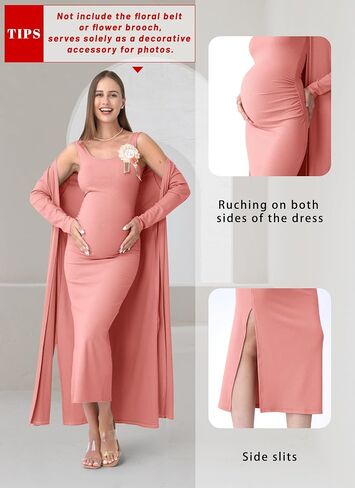 RNXRBB 2 PCS فستان الشتاء فستان الأمومة كارديجان مجموعة طويلة الجسم Maxi الفساتين الرسمية بوهو دش الطفل للنساء in Kuwait