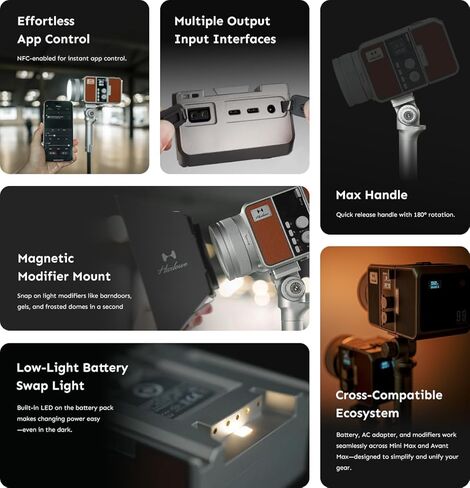 مجموعة أدوات إنشاء إضاءة التصوير الفوتوغرافي من Avant Max LED مع تحكم LCD، باب بارندور، مقبض مريح، 6 مرشحات ألوان، CRI/TLCI 96+، 2700-6500K، طاقة تيار متردد/تيار مستمر، إضاءة استوديو احترافية in Kuwait