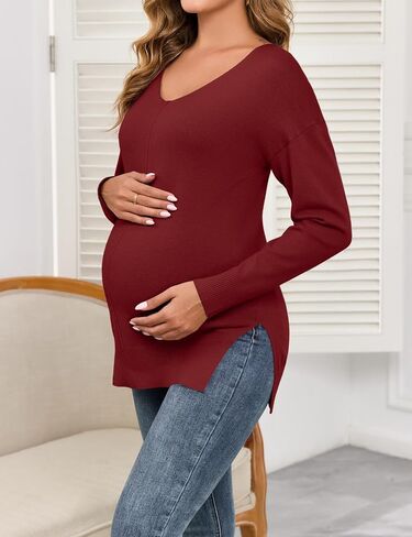 2025 Women's Casual Lightweight V Neck Batwing Sleeve Knit Top Loose Pullover Sweater in Saudi Arabia