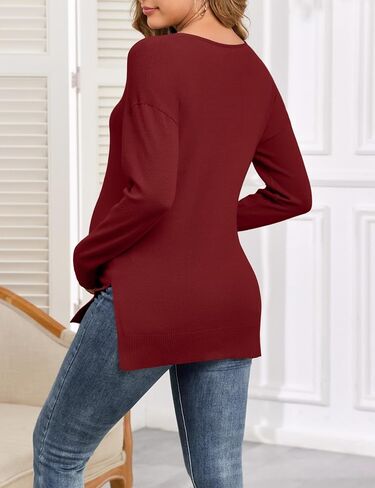 2025 Women's Casual Lightweight V Neck Batwing Sleeve Knit Top Loose Pullover Sweater in Saudi Arabia