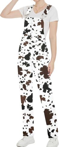Cow Print Overalls for Women Fashion Animal Pants Cute Jumpsuits Bibs Coveralls in Saudi Arabia