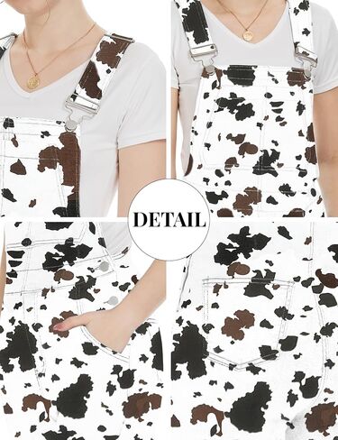 Cow Print Overalls for Women Fashion Animal Pants Cute Jumpsuits Bibs Coveralls in Saudi Arabia