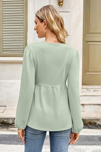 OUGES Womens Tie Tie Monity Maternity Tops Puff Sleeve Keyle Hidden Stirts Fall Business Bluse Discal in Kuwait
