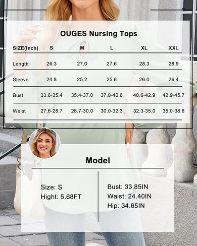 OUGES Womens Tie Tie Monity Maternity Tops Puff Sleeve Keyle Hidden Stirts Fall Business Bluse Discal in Kuwait
