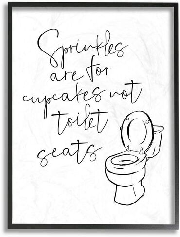 Stupell Industries Sprinkles Funny Ink Drawing Bathroom, Design by Milli Villa Wall Art, 11 x 14, Black Framed in Kuwait