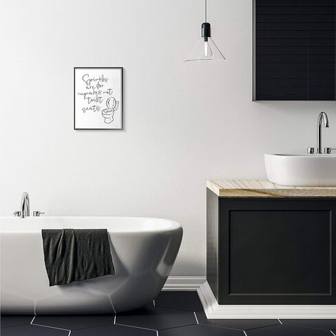 Stupell Industries Sprinkles Funny Ink Drawing Bathroom, Design by Milli Villa Wall Art, 11 x 14, Black Framed in Kuwait