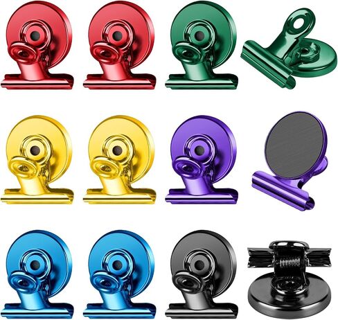 FINDMAG 12 Pack Magnetic Clips for Picture Hanging and Photo Display, Strong Scratch-Free Heavy Duty Magnets for Refrigerator, Whiteboard, Office, Kitchen, Party Use, School in Saudi Arabia
