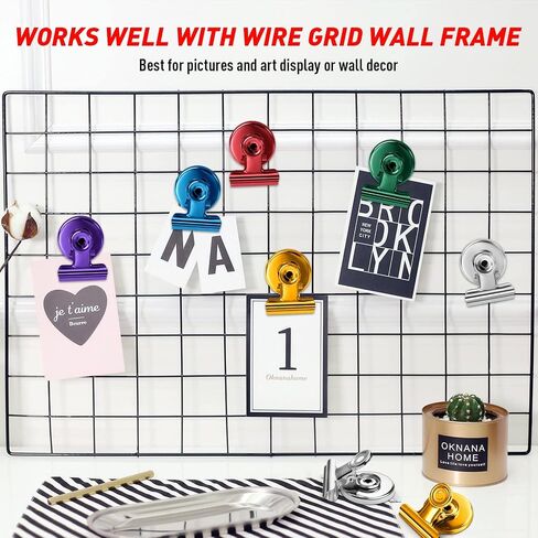 FINDMAG 12 Pack Magnetic Clips for Picture Hanging and Photo Display, Strong Scratch-Free Heavy Duty Magnets for Refrigerator, Whiteboard, Office, Kitchen, Party Use, School in Saudi Arabia