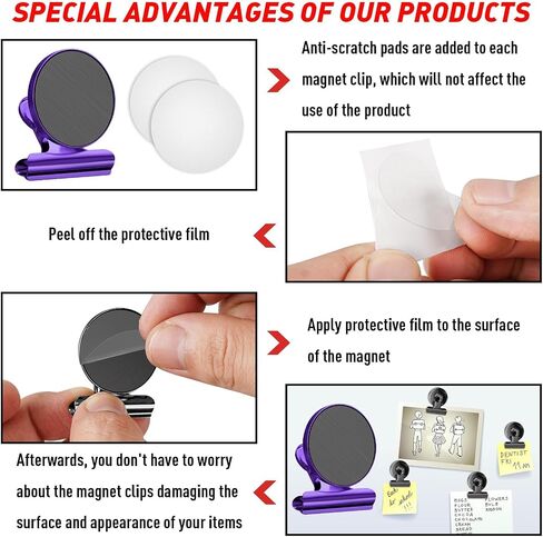 FINDMAG 12 Pack Magnetic Clips for Picture Hanging and Photo Display, Strong Scratch-Free Heavy Duty Magnets for Refrigerator, Whiteboard, Office, Kitchen, Party Use, School in Saudi Arabia