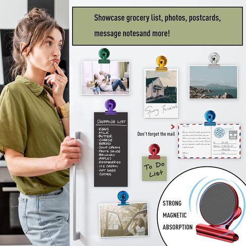 FINDMAG 12 Pack Magnetic Clips for Picture Hanging and Photo Display, Strong Scratch-Free Heavy Duty Magnets for Refrigerator, Whiteboard, Office, Kitchen, Party Use, School in Saudi Arabia