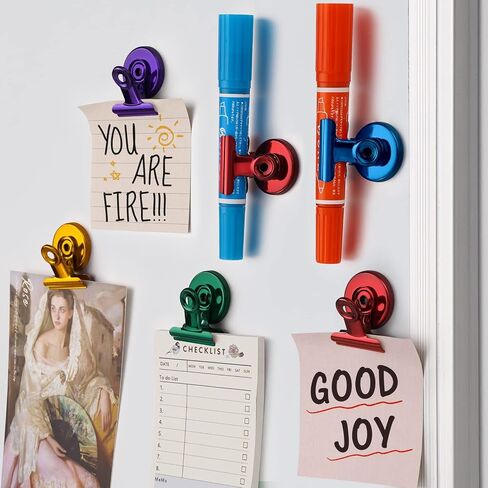 FINDMAG 12 Pack Magnetic Clips for Picture Hanging and Photo Display, Strong Scratch-Free Heavy Duty Magnets for Refrigerator, Whiteboard, Office, Kitchen, Party Use, School in Saudi Arabia