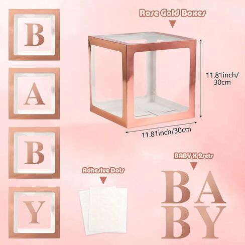 Baby Boxes with Letters for Baby Shower, 4 Transparent Balloon Boxes with Letters for Gender Reveal Birthday Wedding Baby Shower Decorations (White) in Saudi Arabia