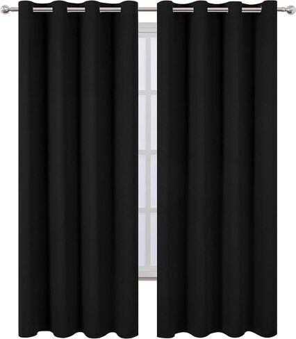 الستائر Lemomo Blackout 52 × 84 بوصات ستائر سوداء طويلة مجموعة من 2 لوحات معزولة حرارة الستائر الغامق لغرفة النوم in Saudi Arabia