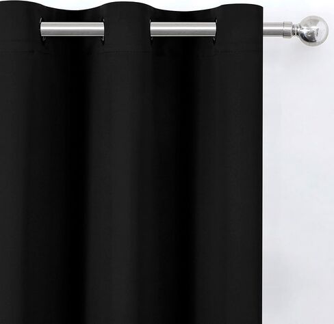 الستائر Lemomo Blackout 52 × 84 بوصات ستائر سوداء طويلة مجموعة من 2 لوحات معزولة حرارة الستائر الغامق لغرفة النوم in Saudi Arabia