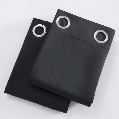 الستائر Lemomo Blackout 52 × 84 بوصات ستائر سوداء طويلة مجموعة من 2 لوحات معزولة حرارة الستائر الغامق لغرفة النوم in Saudi Arabia