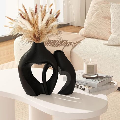 مزهريات بيضاء للديكور ، مجموعة مزهرية من السيراميك على شكل قلب من 2 ، مزهريات على شكل قلب الشمال ، مزهرية زخرفية الحد الأدنى لمركز الزفاف in Kuwait